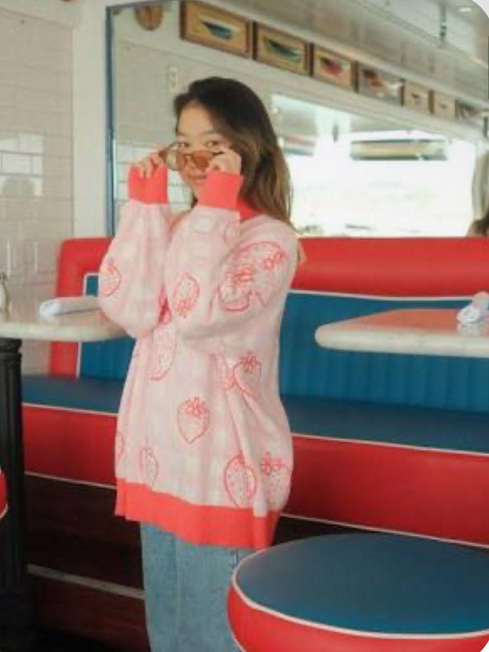 Sunbean Strawberry Oversized Human Sweater Size 2XL